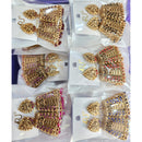 Rekha Gold Pota Stone And Pearl Temple Designer Dangler Earrings (Pack of 24)