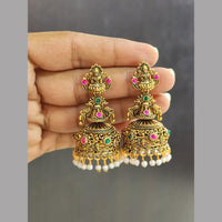 Rekha Gold Pota Stone And Pearl Temple Meenakari Designer Dangler Earrings  (Pack of 20)