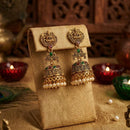 Kishi Jewels Pota Stone And Pearl South Indian Style Temple Jhumki Earrings  (Pack of 12)