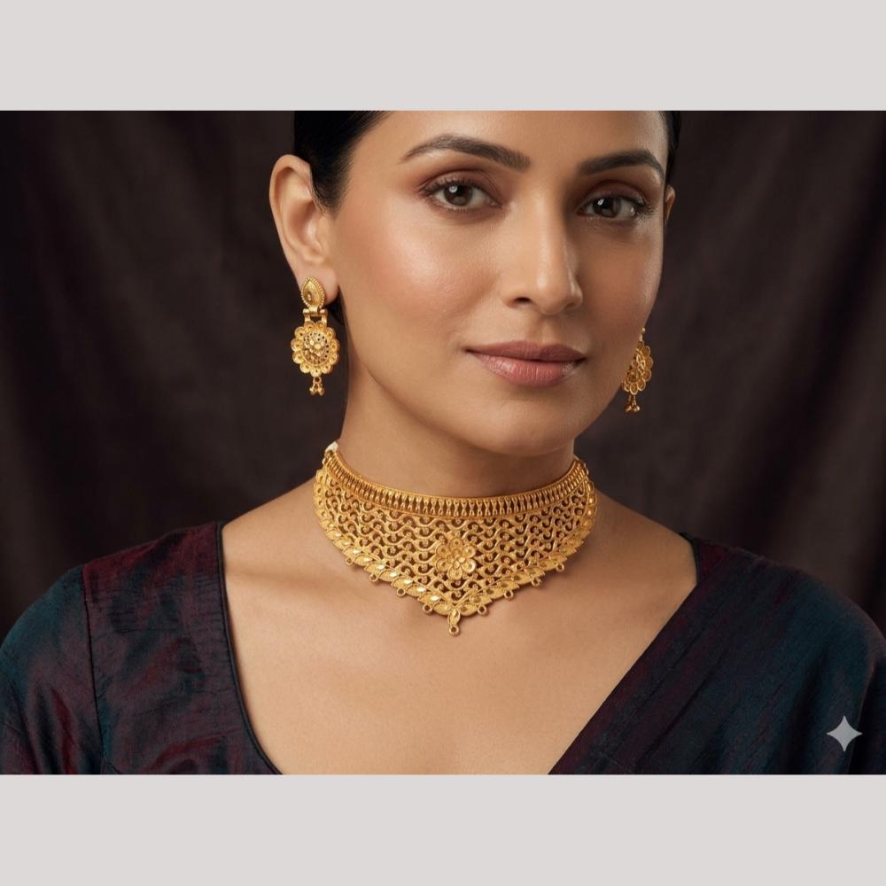 Kishi Jewels Traditional Gold Plated Choker Necklace Set (Pack of 6)