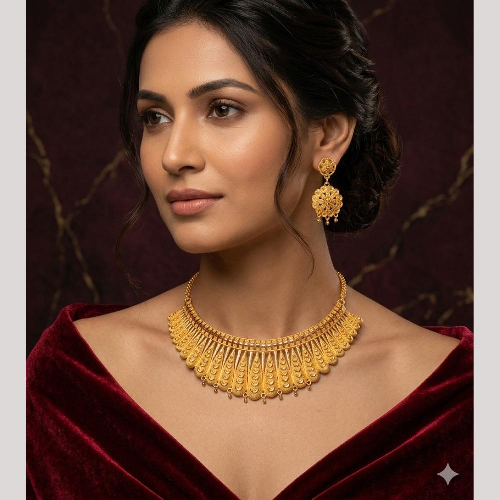 Kishi Jewels Traditional Gold Plated Choker Necklace Set (Pack of 6)