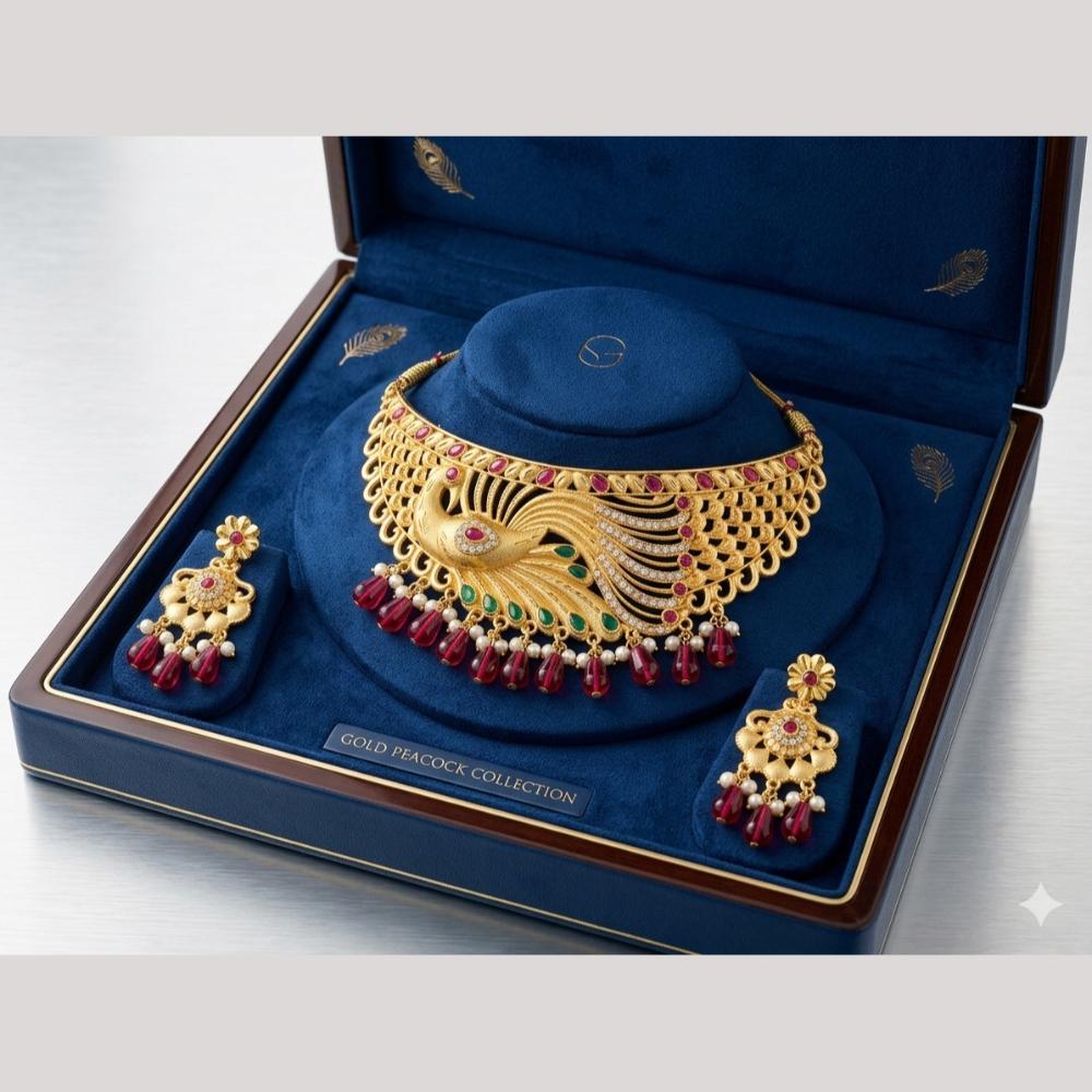 Kishi Jewels Traditional Gold Plated Pota Stone And Beads Choker Necklace Set (Pack of 6)