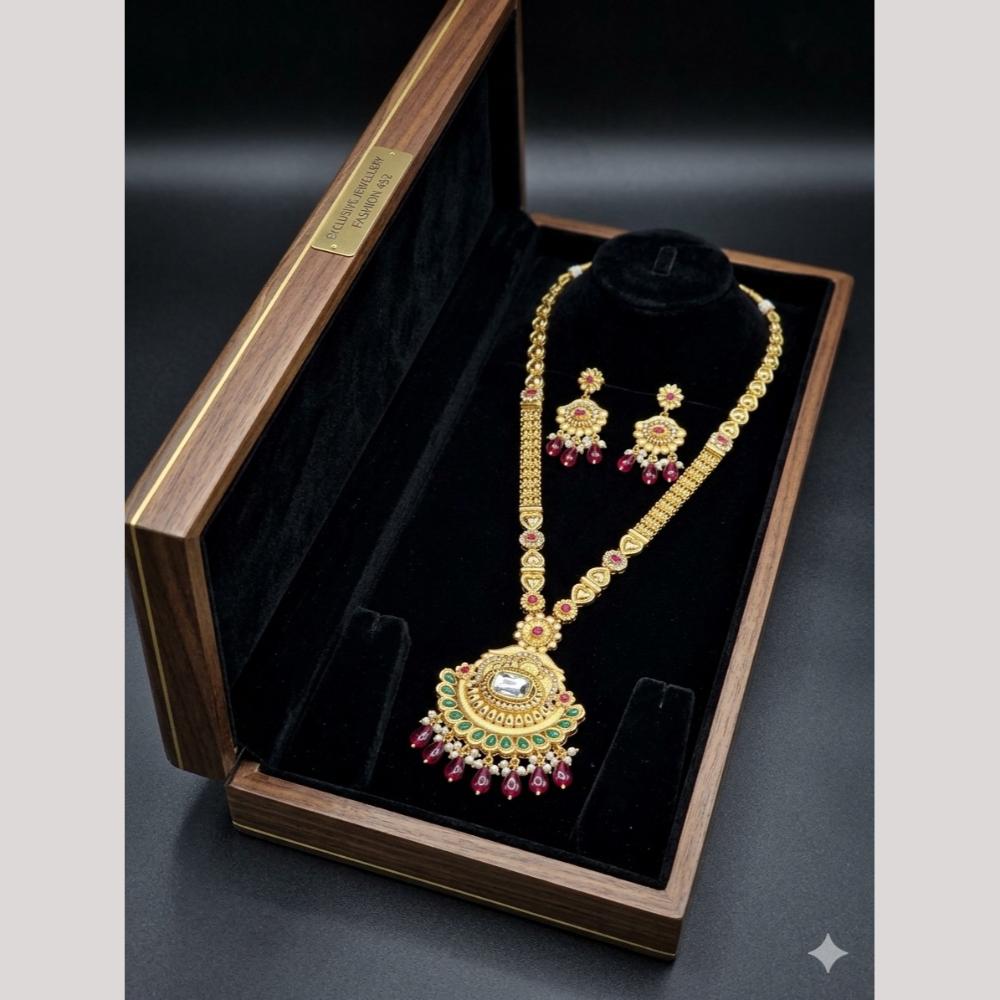 Kishi Jewels Traditional Gold Plated Pota Stone And Beads Necklace Set (Pack of 6)