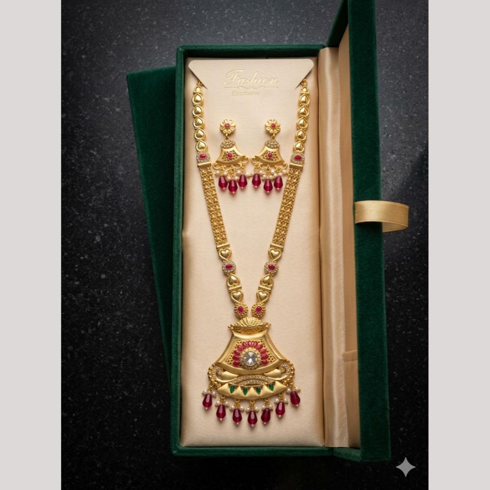 Kishi Jewels Traditional Gold Plated Pota Stone And Beads Necklace Set (Pack of 6)