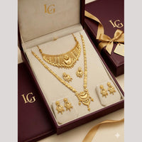 Kishi Jewels Premium Gold Plated Long & Short Double Necklace Set (Pack of 6)