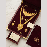 Kishi Jewels Premium Gold Plated Long & Short Double Necklace Set (Pack of 6)