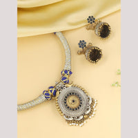 Viraasi Party Wear 2 Tone Plated Pota Stone And Pearl Necklace