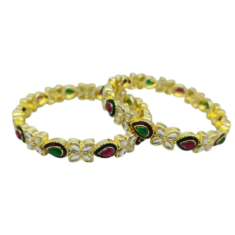 Amity Arts Gold Plated Meenakari Bangle (2 Piece)