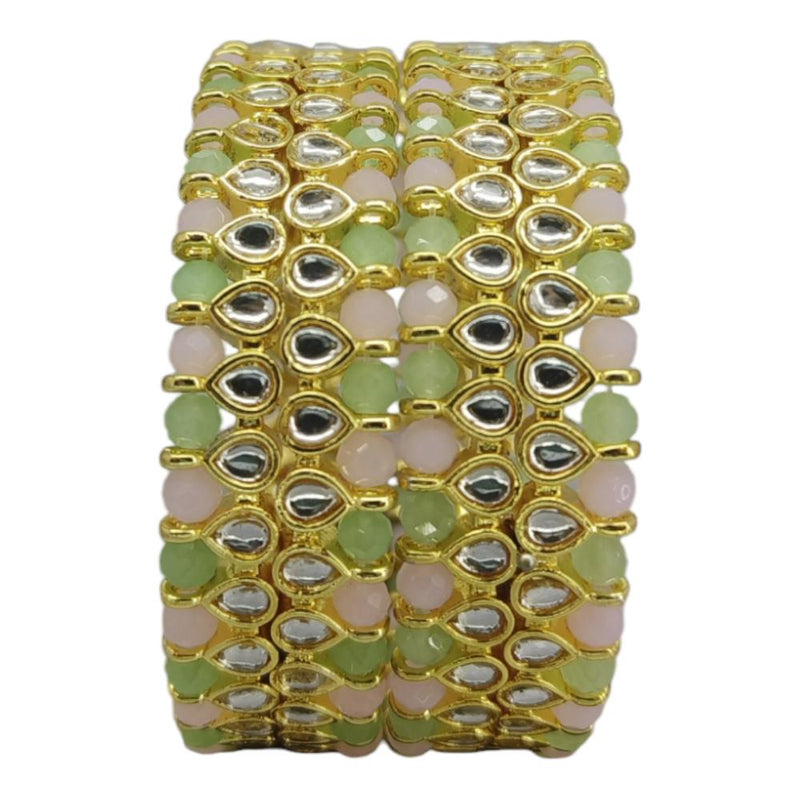 Amity Arts Gold Plated Kundan Stone Bangle (2 Piece)