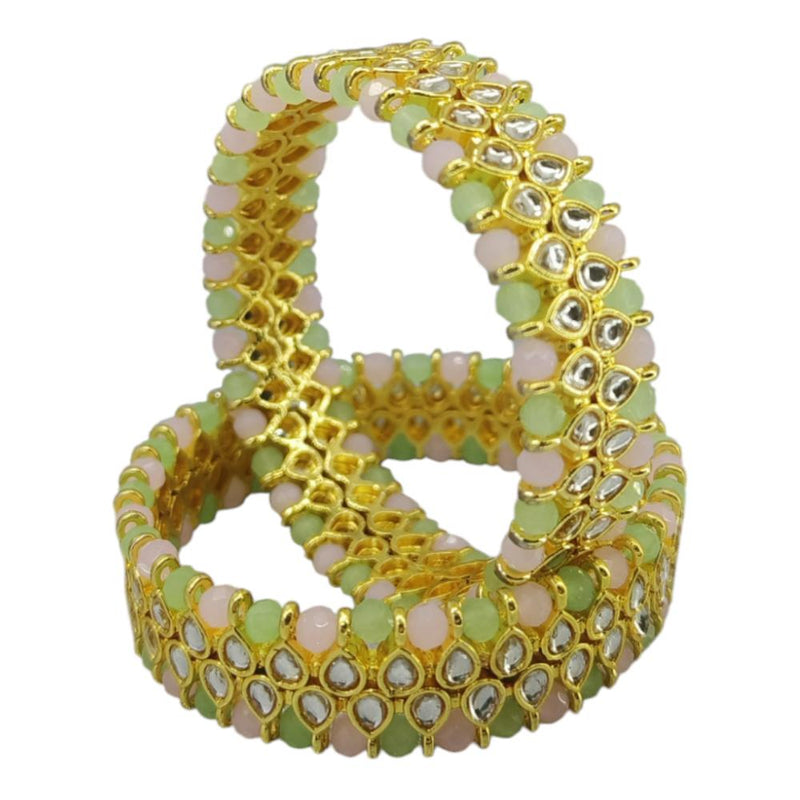 Amity Arts Gold Plated Kundan Stone Bangle (2 Piece)