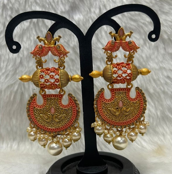 Infinity Jewels Gold Plated Pota Stone Dangler Earrings