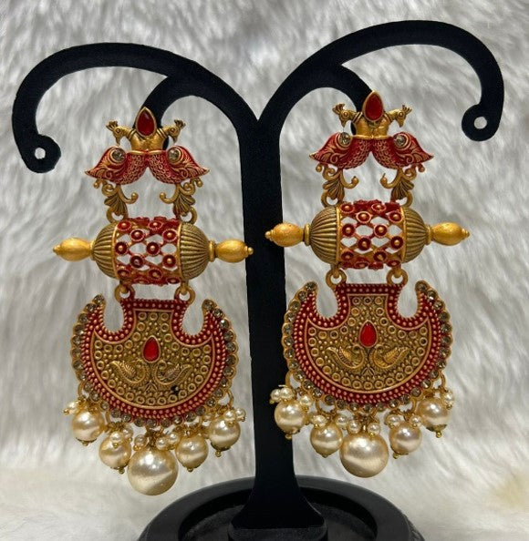 Infinity Jewels Gold Plated Pota Stone Dangler Earrings