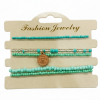 Urthn Vintage Coin Charm Beaded Bracelet Set for women(Pack of 3)