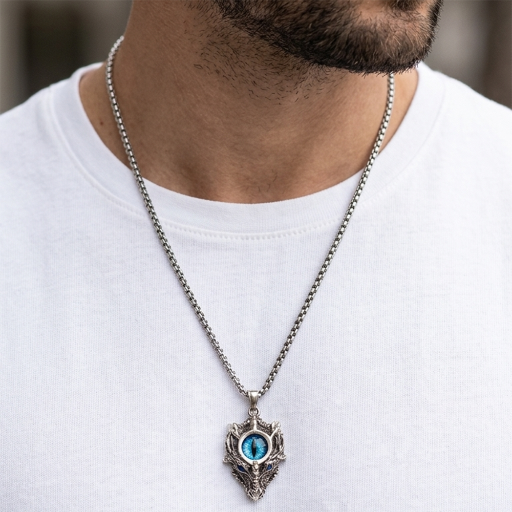 Urthn Mystic Dragon Eye Amulet Chain pendant for Mens(Pack of 6)