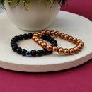 Urthn Black Obsidian with Evil Eye & Hematite Gemstone Bracelet Combo (Pack Of 6)