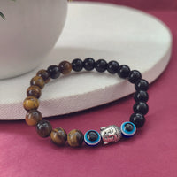 Urthn Mindful Harmony Tiger Eye Bracelet with Buddha & Evil Eye Details (Pack Of 6)