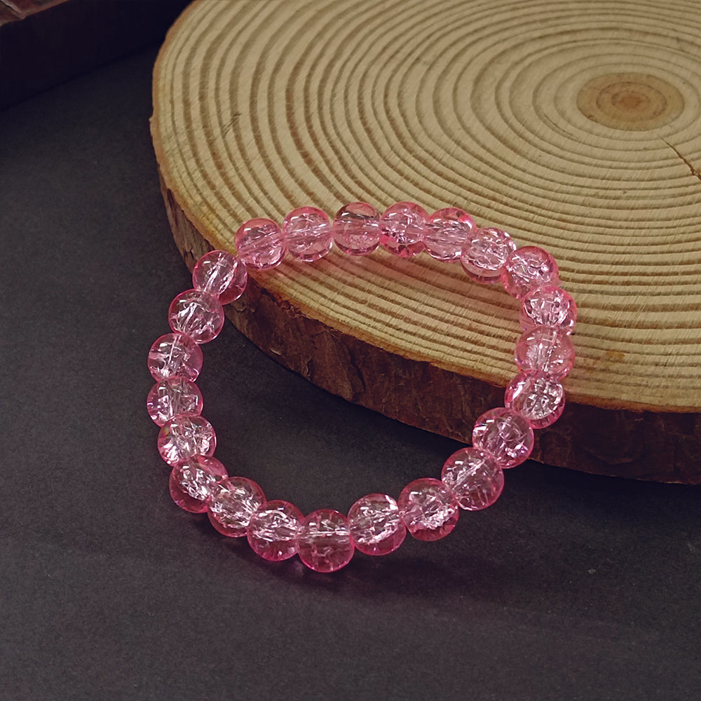 Urthn Crystal Crackle Glass Beads Stretch Bracelet - 1404741 (Pack Of 6)