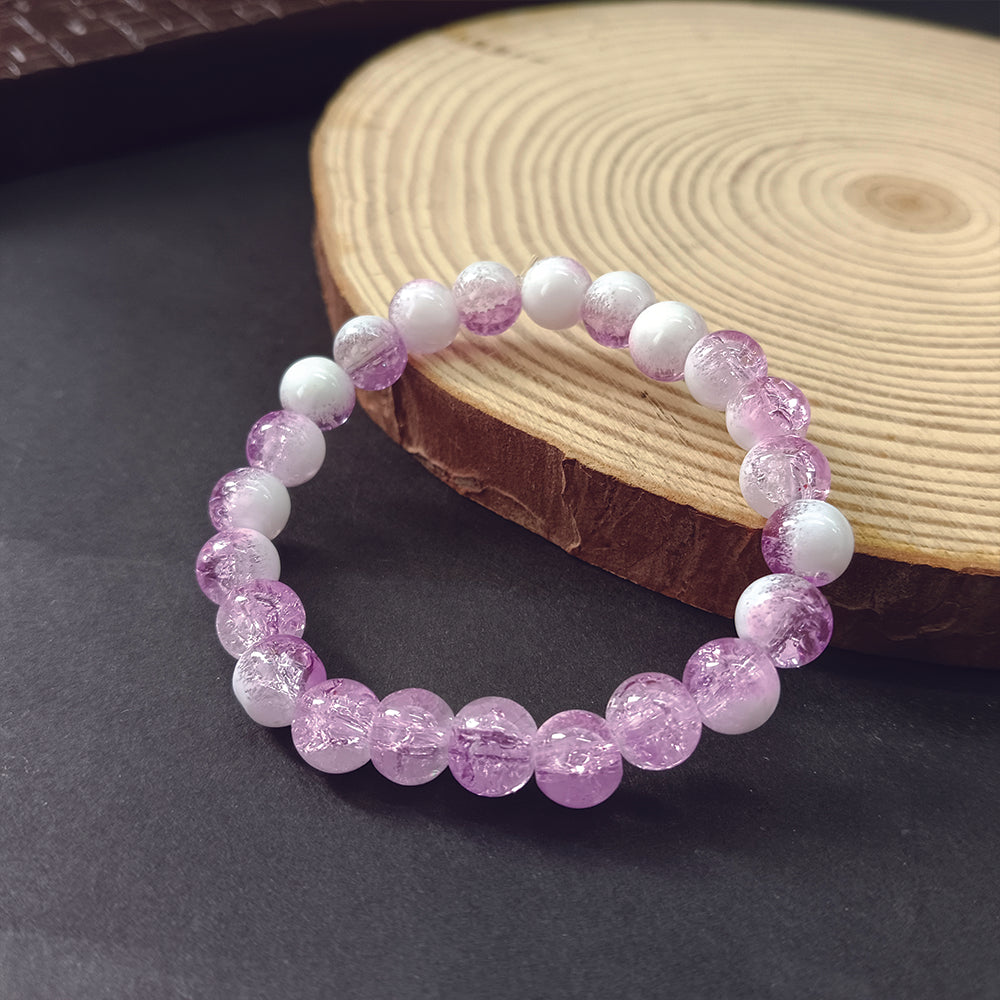 Urthn Crystal Crackle Glass Beads Stretch Bracelet - 1404753 (Pack Of 6)