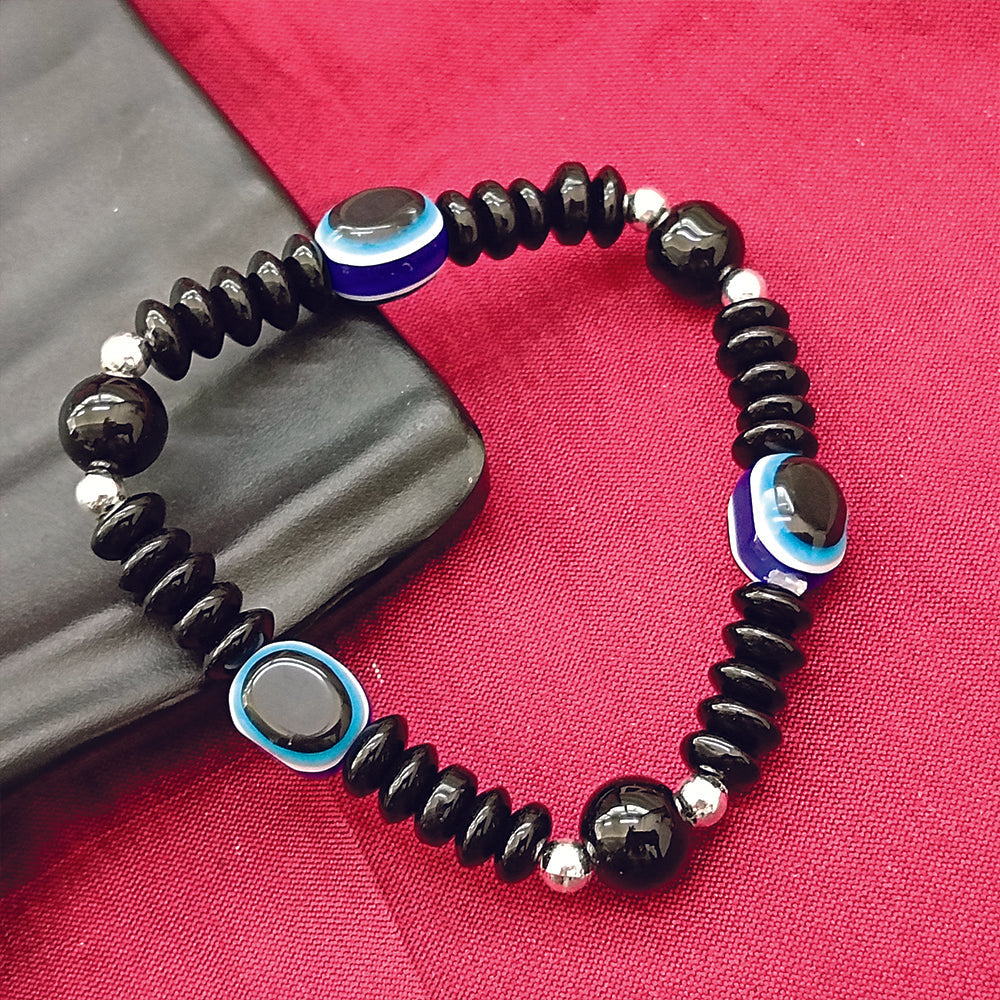 Urthn Black Glass  Evil Eye Beads Bracelet (Pack Of 6)