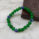 Urthn Trendy Green Beaded Bracelet with Blue Evil Eye Beads ( pack of 6 )