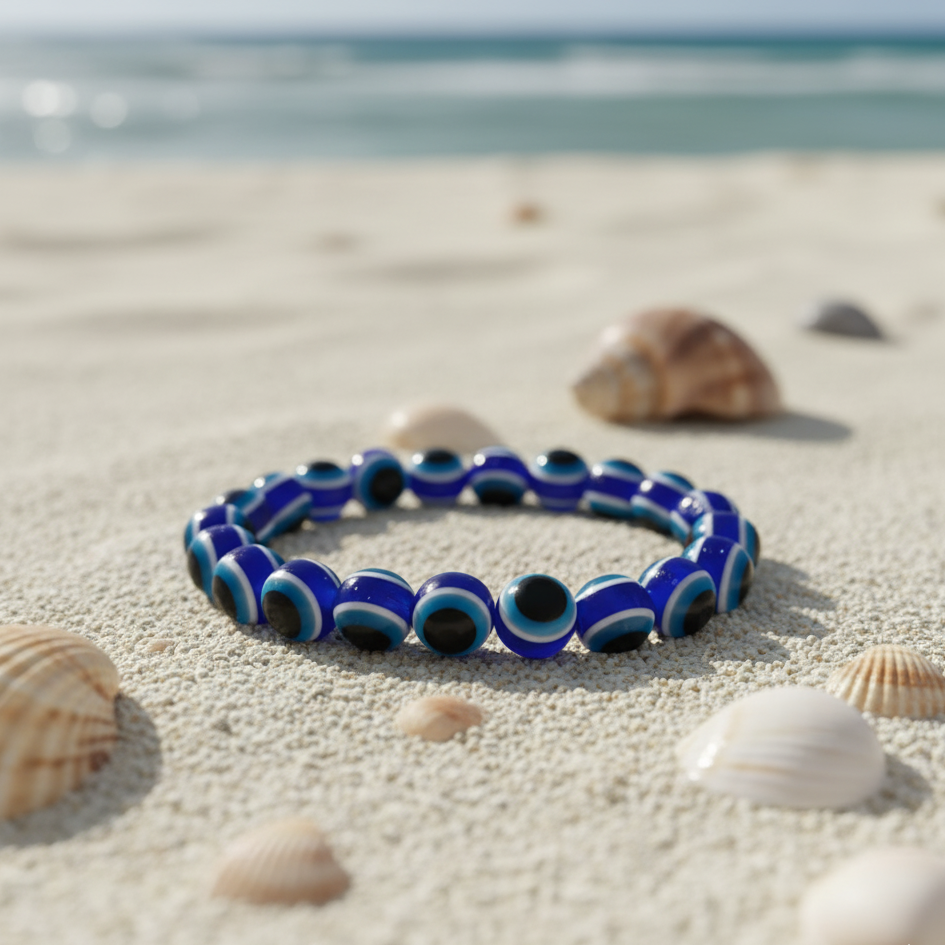 Urthn Blue Evil Eye Beaded Bracelet for Men & Women (Pack Of 6)