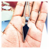 Urthn Silver  chain with Black Arrow Pendant for men (Pack Of 6)