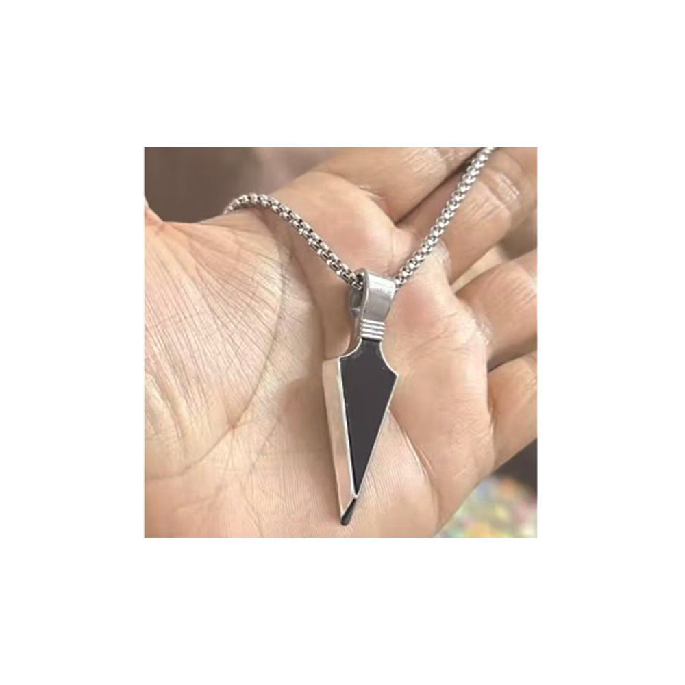 Urthn Silver  chain with Black Arrow Pendant for men (Pack Of 6)