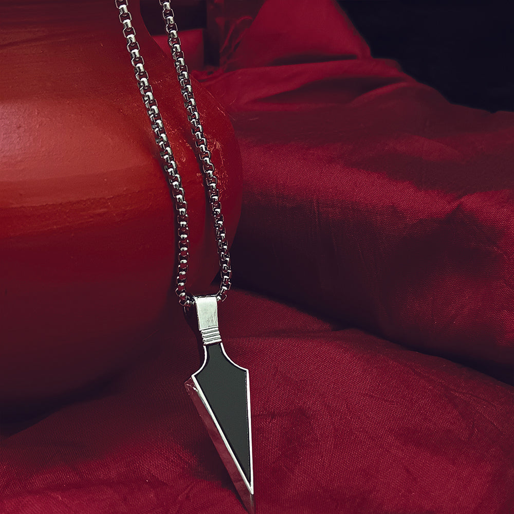 Urthn Silver  chain with Black Arrow Pendant for men (Pack Of 6)