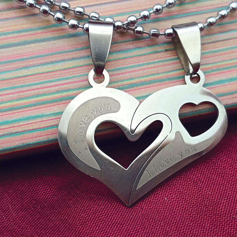 Urthn Heart Shape " I LOVE YOU " Chain Pendant- 1404877 (Pack Of 6)