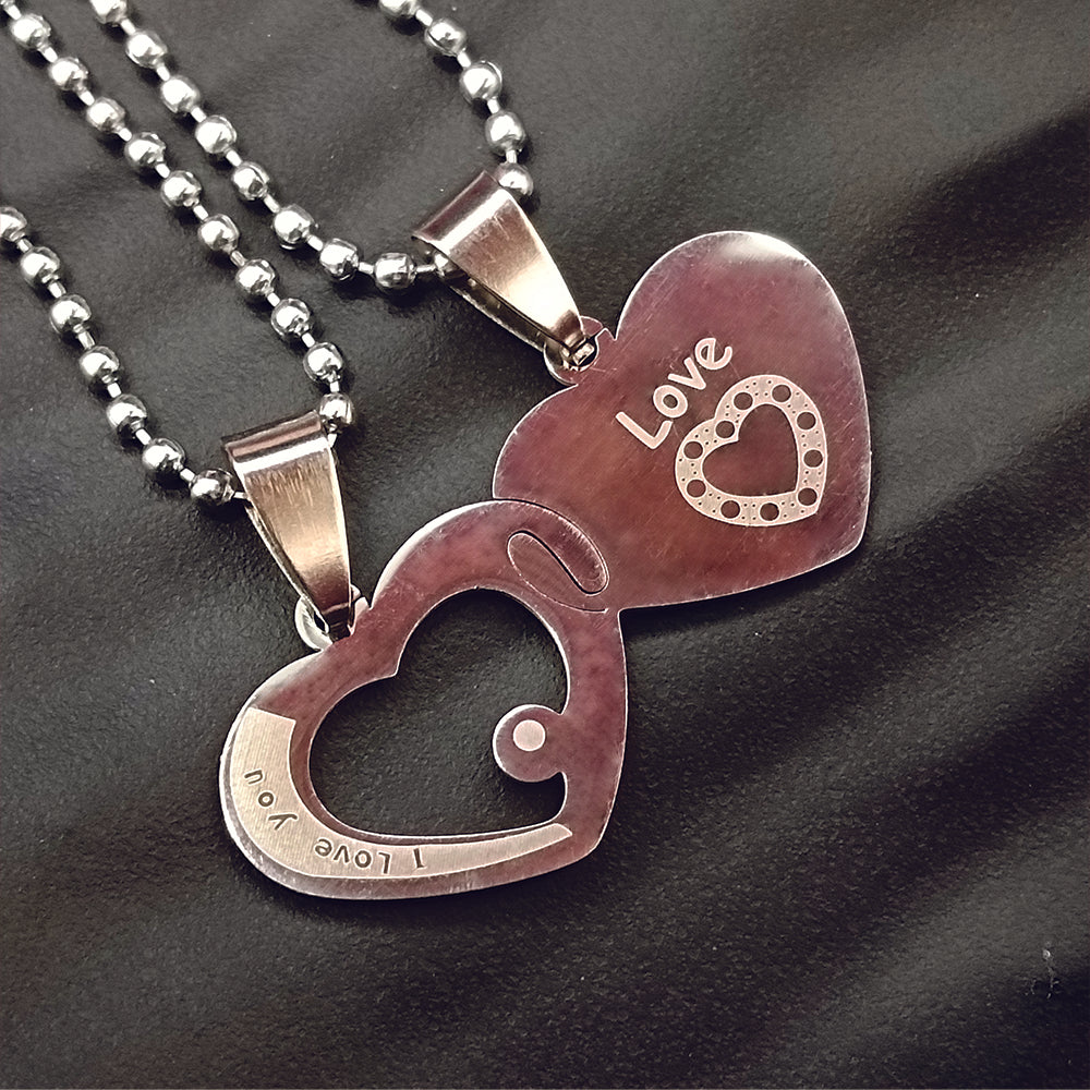 Urthn Heart Shape " Love You  "Chain Pendant- 1404880 (Pack Of 6)