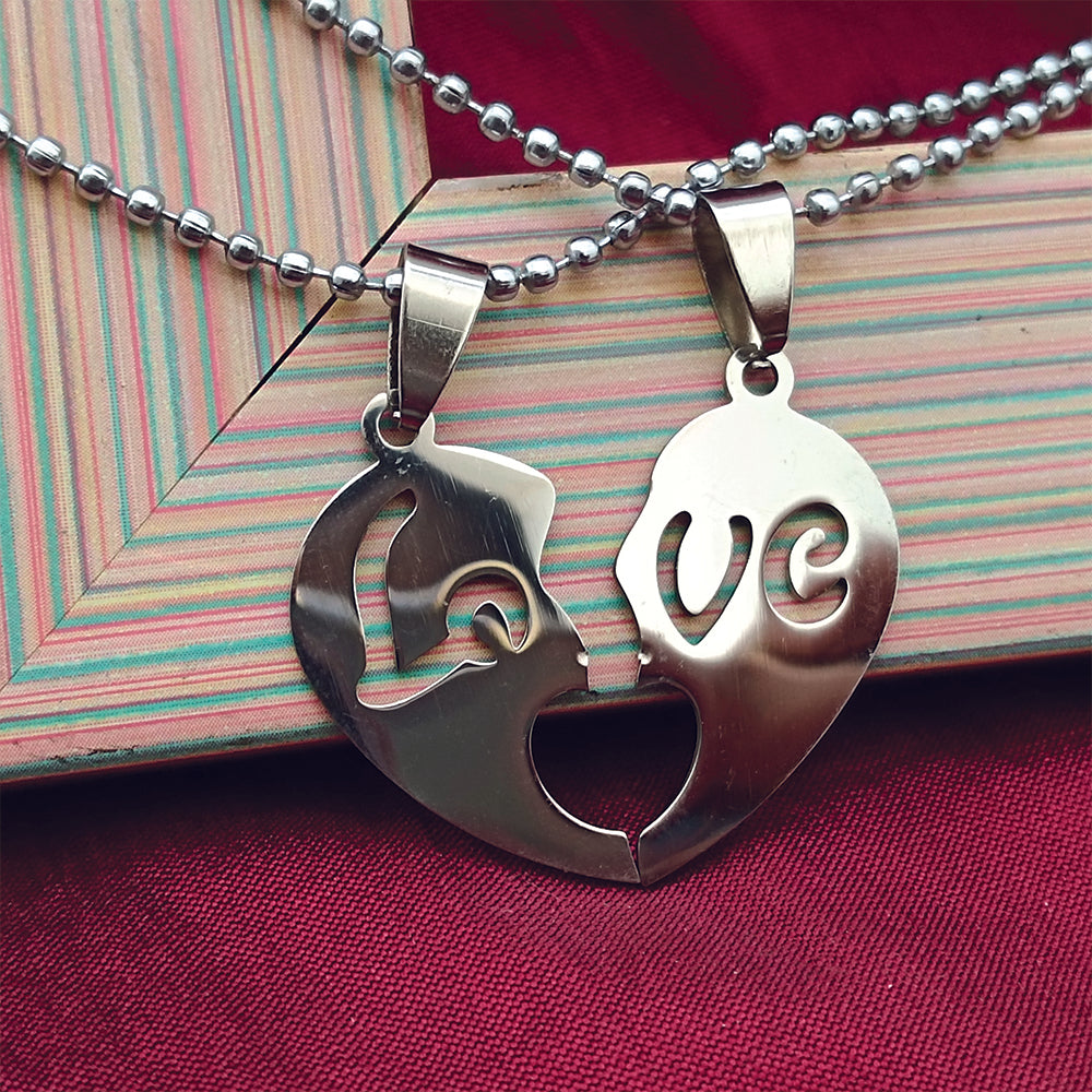 Urthn Heart Shape " Love"Chain Pendant- 1404881 (Pack Of 6)