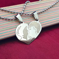 Urthn Heart Shape " Love YOU" Couple Chain Pendant- 1404882 (Pack Of 6)