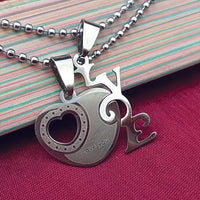 Urthn Heart Shape " Love YOU" Couple Chain Pendant- 1404883 (Pack Of 6)