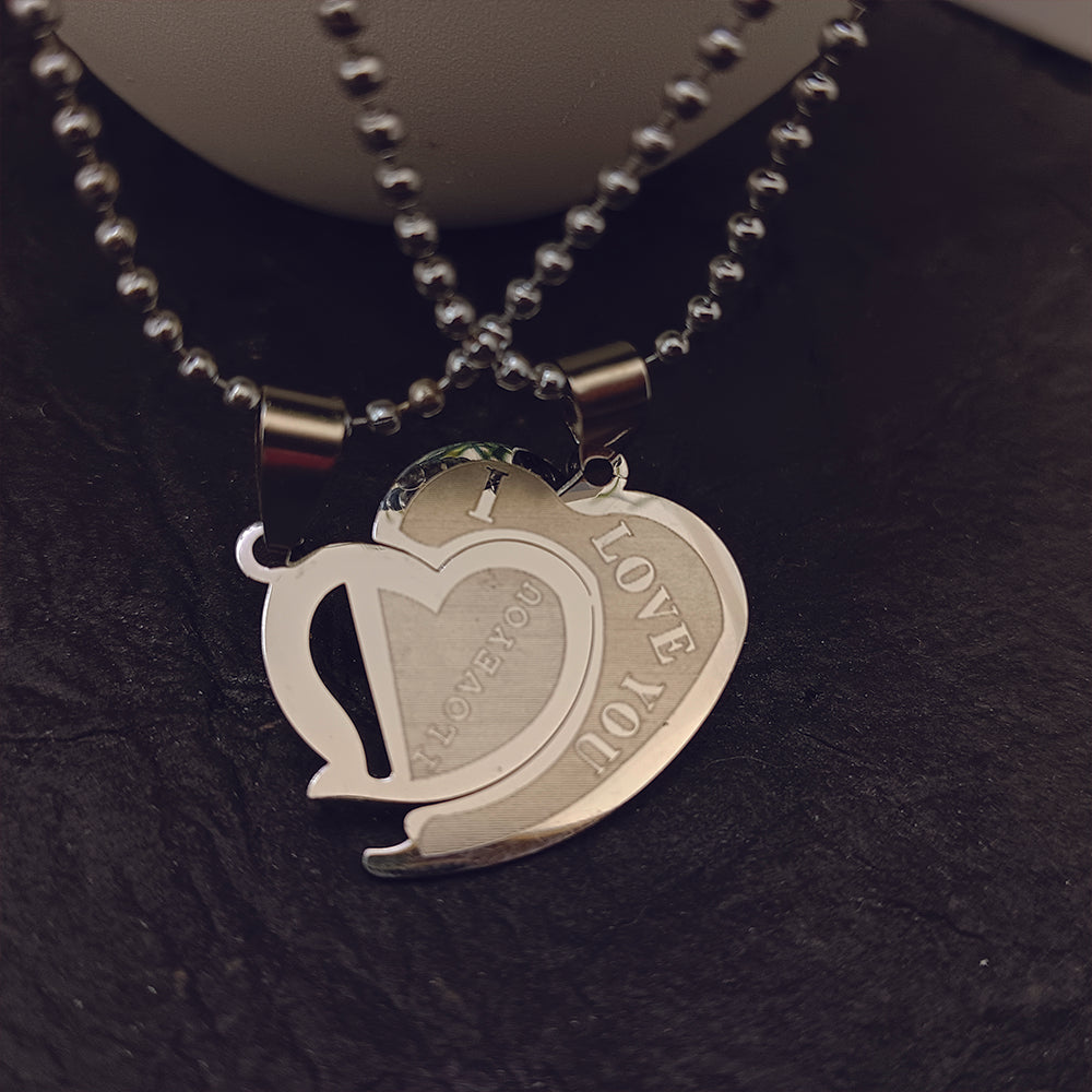 Urthn Heart Shape " I  LOVE YOU " Chain Pendant- 1404889 (Pack Of 6)