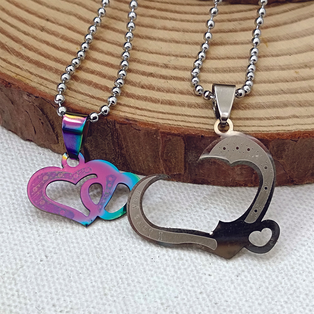 Urthn Heart Shape Chain Pendant- 1404891 (Pack Of 6)