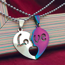 Urthn Heart Shape " LOVE " Couple Chain Pendant- 1404893 (Pack Of 6)