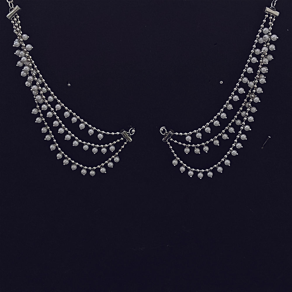 Urthn Oxidised Plated Three Line Kan Chain (Pack Of 6)