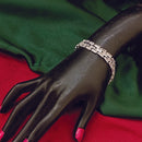 Urthn Silver Plated Crystal Stone 3 Line Bracelet