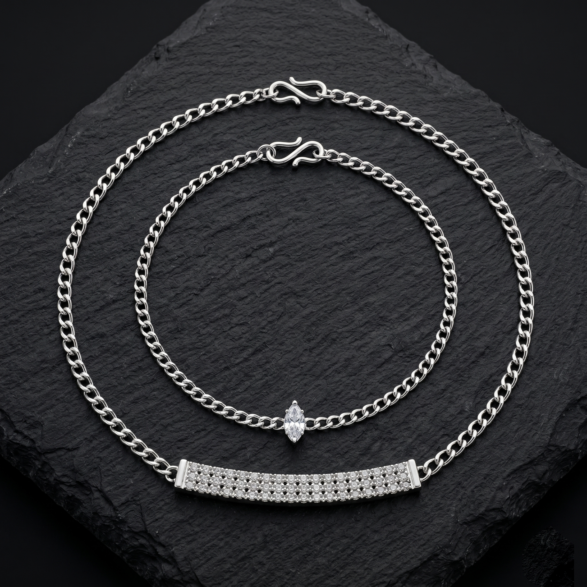 Urthn Silver Plated Crystal Stone Bracelet(Pack of 6)
