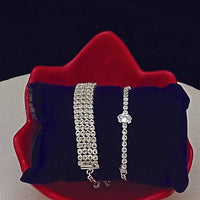 Urthn Silver Plated Austrian Stone Bracelet Combo