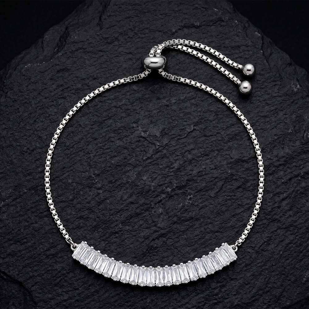 Urthn Silver Plated Crystal Stone Bracelet(Pack of 6)