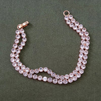 Urthn Rose Plated AD Stone 2 Line Bracelet