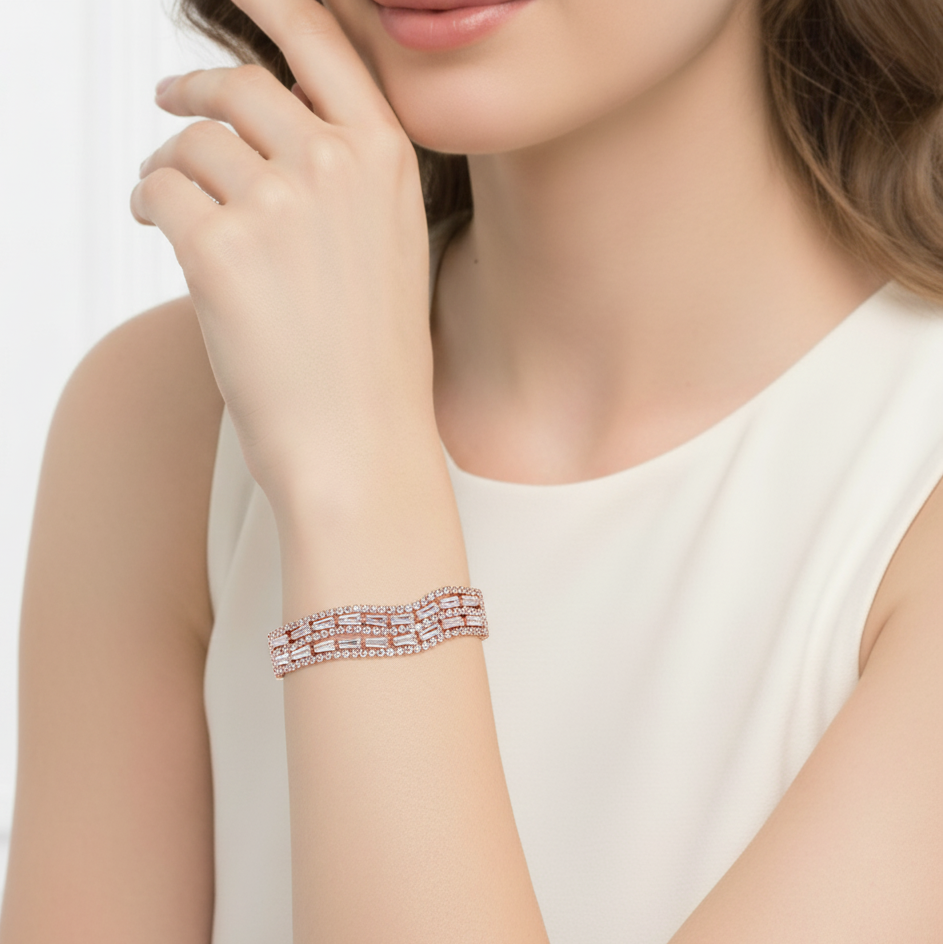 Urthn Rose Plated AD Stone Bracelet