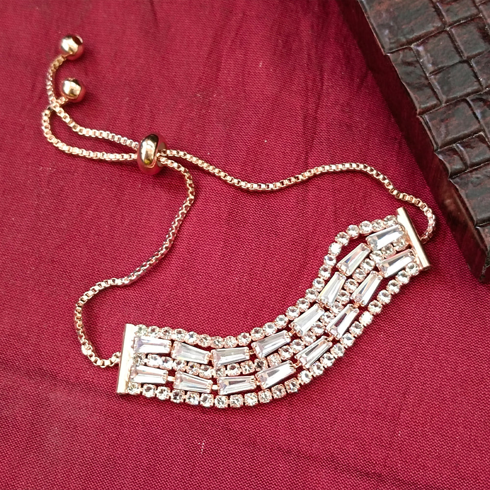 Urthn Rose Plated AD Stone Bracelet