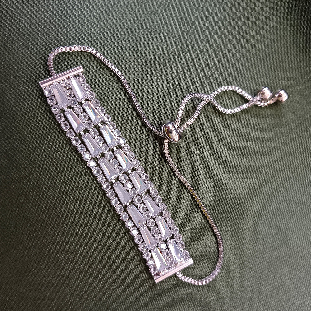 Urthn Silver Plated AD Stone Bracelet