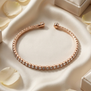 Urthn Rose Gold Plated Plated Sparkling Austrian Stone Bracelet For Women(Pack of 12)