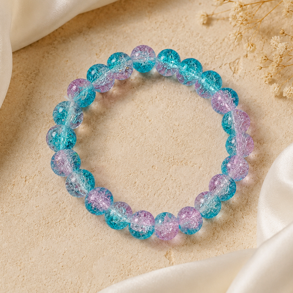 Urthn Colorful Crackle Glass Beads Bracelet  For Women & Girls (Assorted Color) (Set of 6)