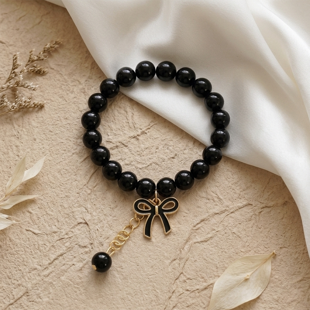 Urthn Gold Plated Beads Bow Stylish Bracelets