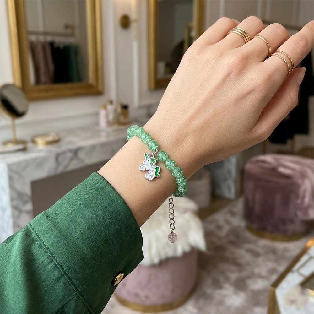 Urthn Crackle Beads And Charms Stylish Bracelets For Kids  (Set of 6)