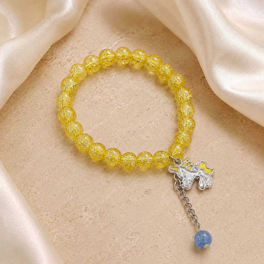 Urthn Crackle Beads And Charms Stylish Bracelets For Kids  (Set of 6)
